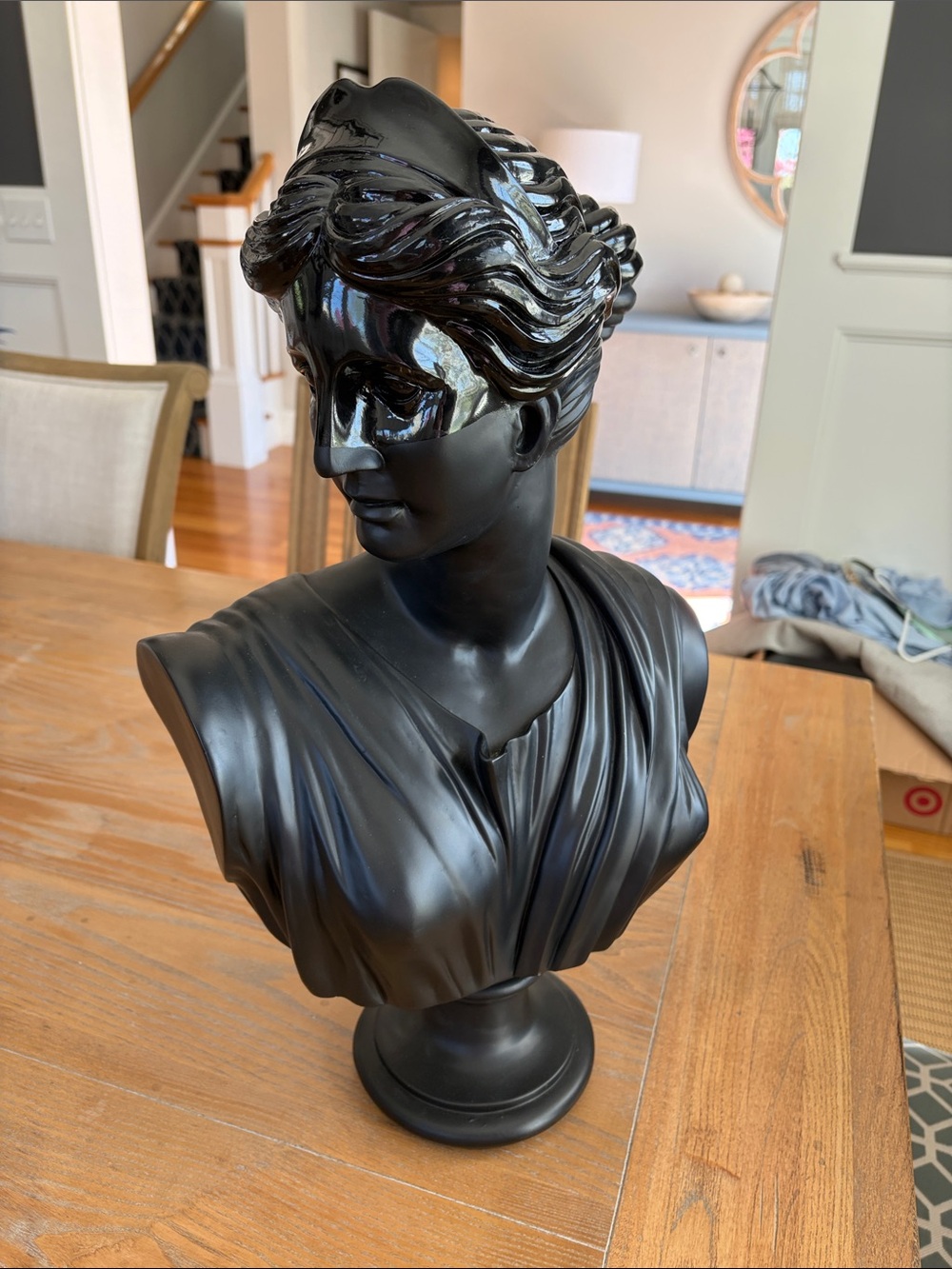 CB2 Black High-Gloss Classical Bust Accent